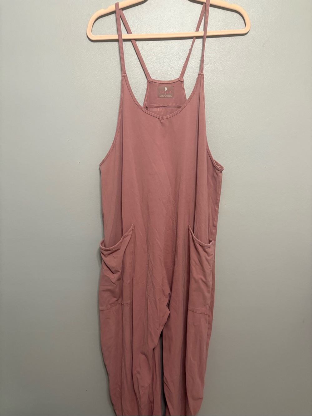 FP Movement by Free People Dusty Mauve Relaxed Strap Pocket Jumpsuit